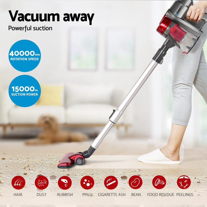Devanti Corded Handheld Bagless Vacuum Cleaner - Red and Silver - Devanti