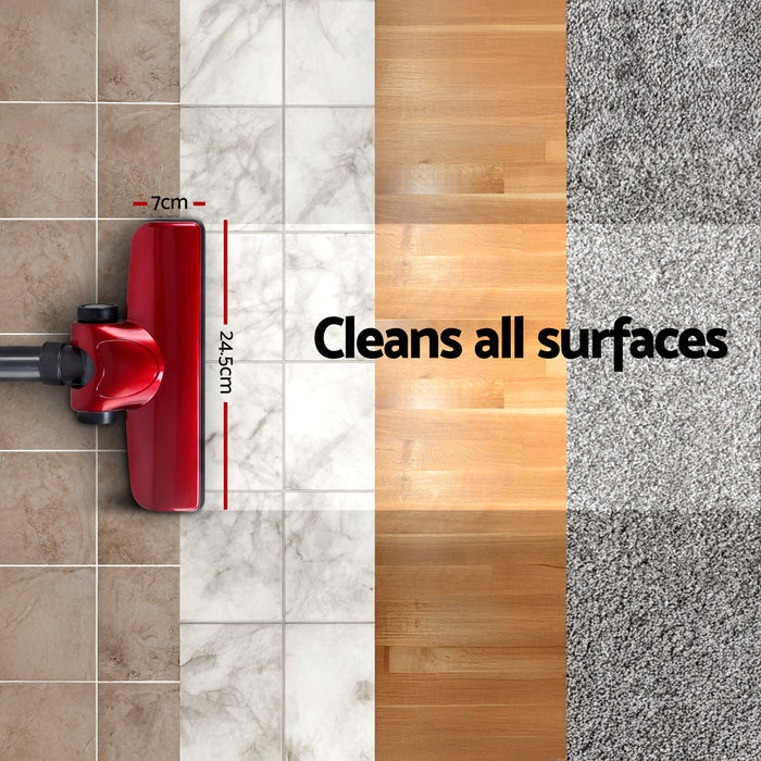 Devanti Corded Handheld Bagless Vacuum Cleaner - Red and Silver - Devanti