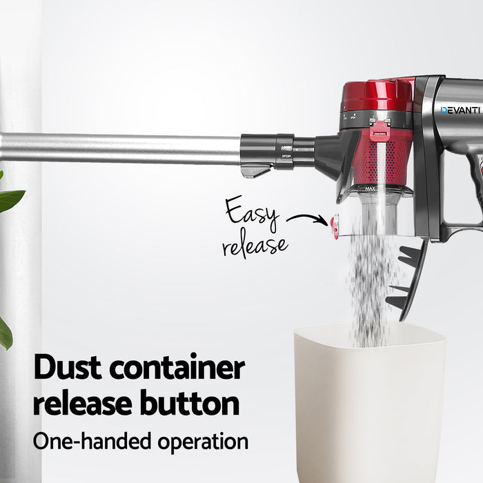 Devanti Corded Handheld Bagless Vacuum Cleaner - Red and Silver - Devanti