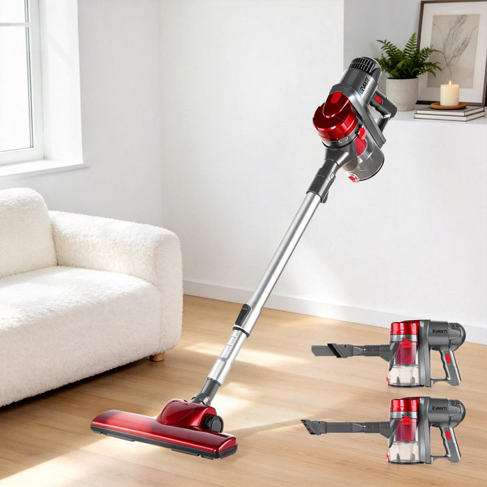 Devanti Corded Handheld Bagless Vacuum Cleaner - Red and Silver - Devanti