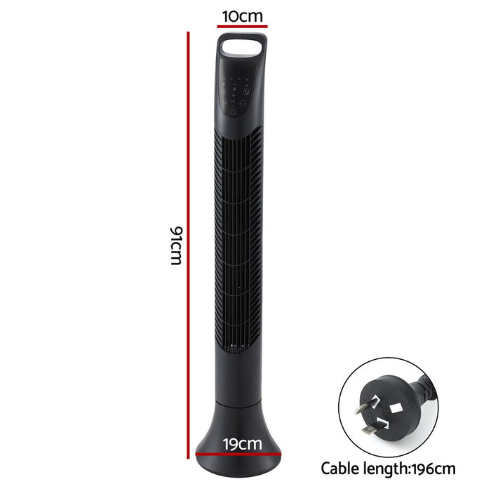 Devanti Tower Fan Oscillating 3 Speeds with Remote 91cm - Devanti