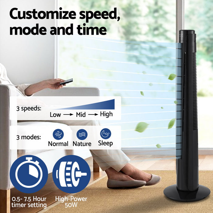 Devanti Tower Fan Oscillating 3 Speeds with Remote 93cm - Devanti
