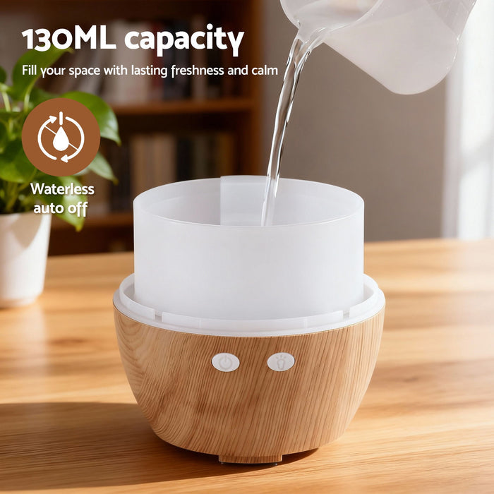 Devanti Ultrasonic Aroma Diffuser Aromatherapy 130ml LED Lights Iron Humidifier Forest - Devanti