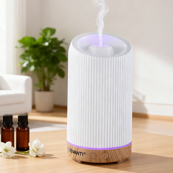 Devanti Ultrasonic Aroma Diffuser Aromatherapy 200ml LED Lights Iron Humidifier Forest - Devanti