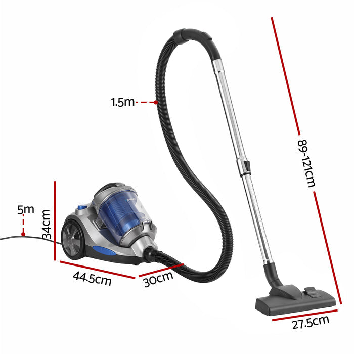 Devanti Vacuum Cleaner Bagless Canister 2000W 25kPa Powerful Suction 4L Blue