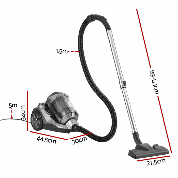 Devanti Vacuum Cleaner Bagless Canister 2000W 25kPa Powerful Suction 4L Grey