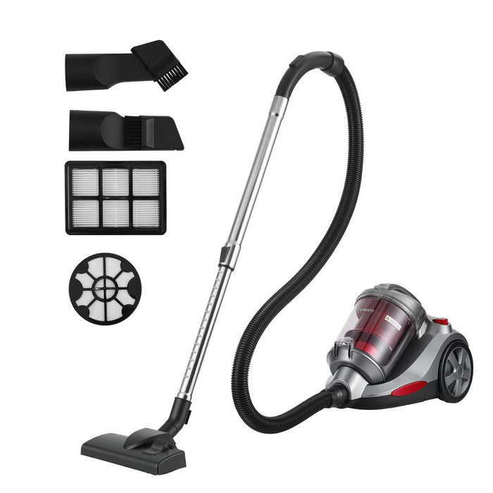 Devanti Vacuum Cleaner Bagless Canister 2000W 25kPa Powerful Suction 4L Red
