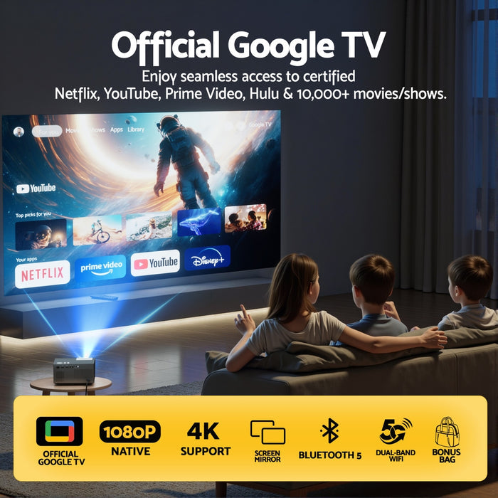 Devanti Video Project 4K 1080P Official Google TV 5G Wifi Home Cinema - Devanti