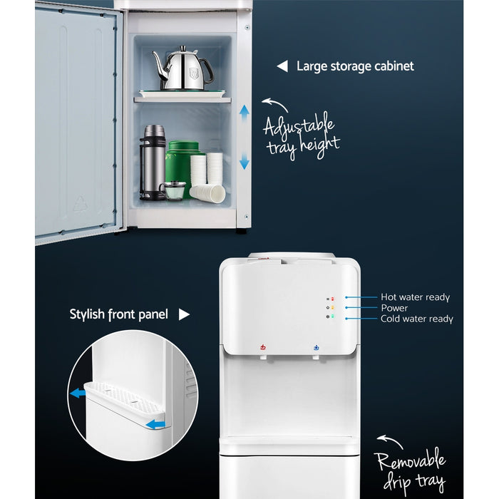Devanti Water Cooler Dispenser Bottle Filter Purifier Hot Cold Taps Free Standing Office White