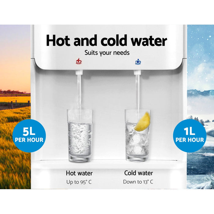 Devanti Water Cooler Dispenser Bottle Filter Purifier Hot Cold Taps Free Standing Office White