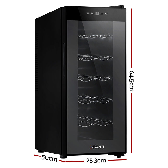 Devanti Wine Cooler 12 Bottle Thermoelectric Fridge Storage Chiller - Devanti