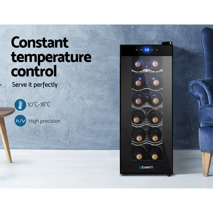 Devanti Wine Cooler 12 Bottle Thermoelectric Fridge Storage Chiller - Devanti