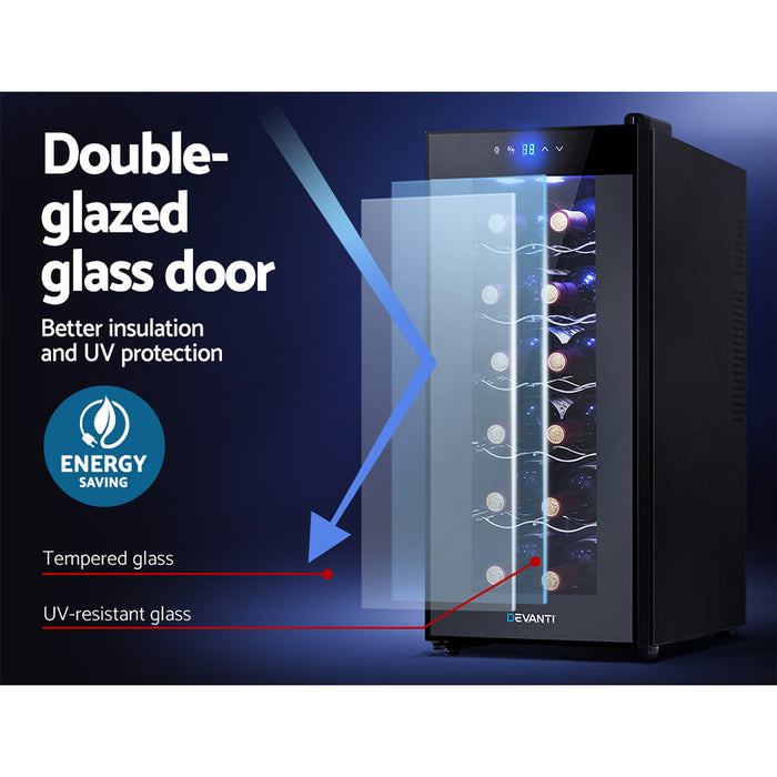 Devanti Wine Cooler 12 Bottle Thermoelectric Fridge Storage Chiller - Devanti
