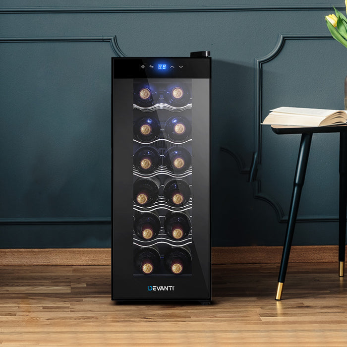Devanti Wine Cooler 12 Bottle Thermoelectric Fridge Storage Chiller - Devanti