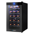 Devanti Wine Cooler 18 Bottles Glass Door Beverage Cooler Thermoelectric Fridge Black - Devanti