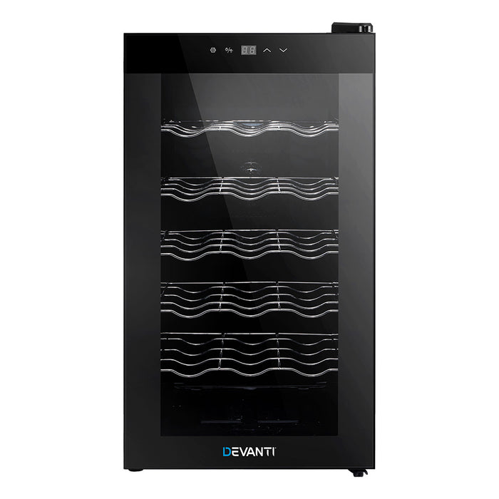 Devanti Wine Cooler 18 Bottles Glass Door Beverage Cooler Thermoelectric Fridge Black - Devanti