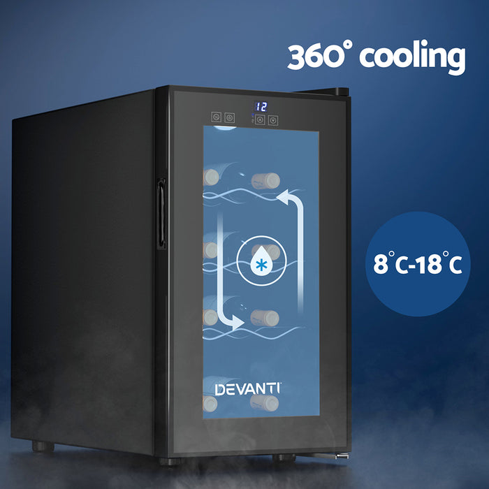 Devanti Wine Fridge Cooler 8 Bottles - Devanti