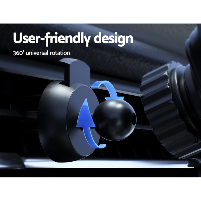 Devanti Wireless Car Charger Fast Charging Car Mount Vent Suction cup - Devanti