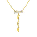Mother's Day Gift Diamond Nana Necklace With Personalized Feet Gold Mom Necklace MelodyNecklace