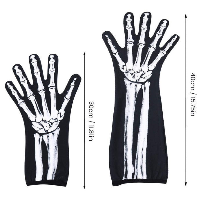 Double-Sided Skull Print Halloween Gloves – Soft, Breathable Costume Accessory