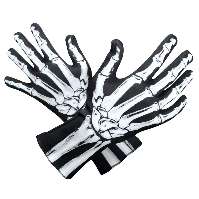 Double-Sided Skull Print Halloween Gloves – Soft, Breathable Costume Accessory