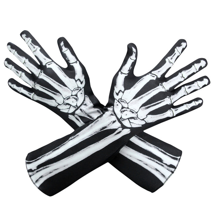 Double-Sided Skull Print Halloween Gloves – Soft, Breathable Costume Accessory