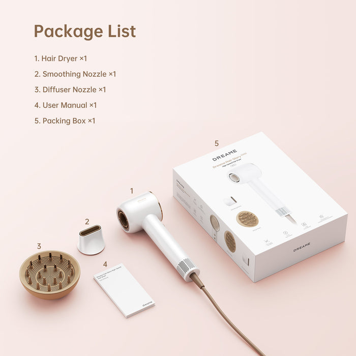 Dreame Hair Glory Combo Hair Dryer - White | GLORYCOMBOWH