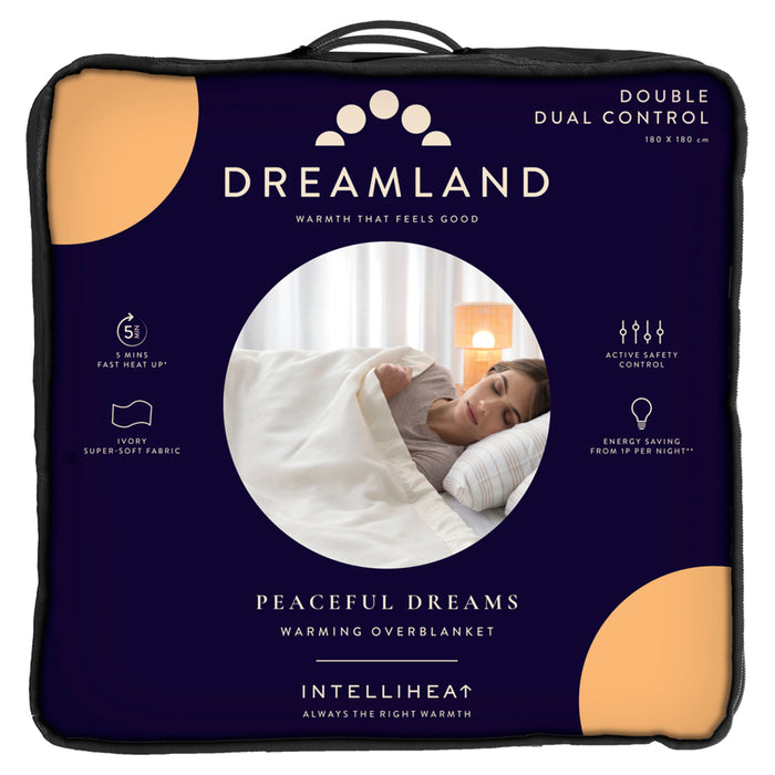 Dreamland Peaceful Dreams Double Warming Overblanket with Dual Controllers - Ivory | 16925 from Dreamland - DID Electrical