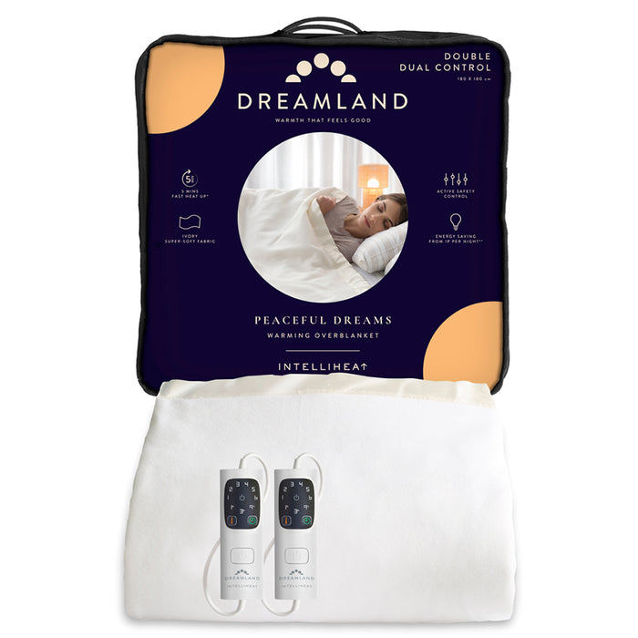 Dreamland Peaceful Dreams Double Warming Overblanket with Dual Controllers - Ivory | 16925 from Dreamland - DID Electrical