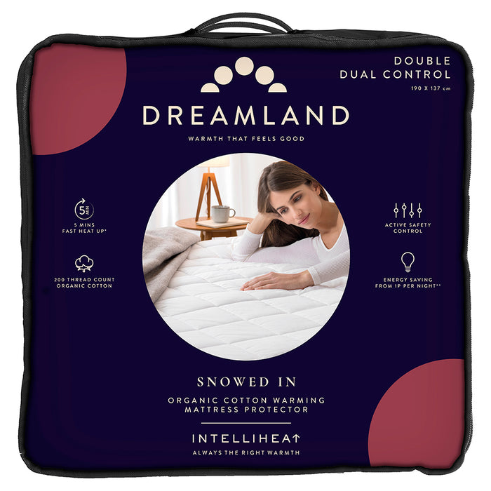 Dreamland Snowed In Organic Cotton Warming Mattress Protector with Dual Controllers - White | 16888 from Dreamland - DID Electrical