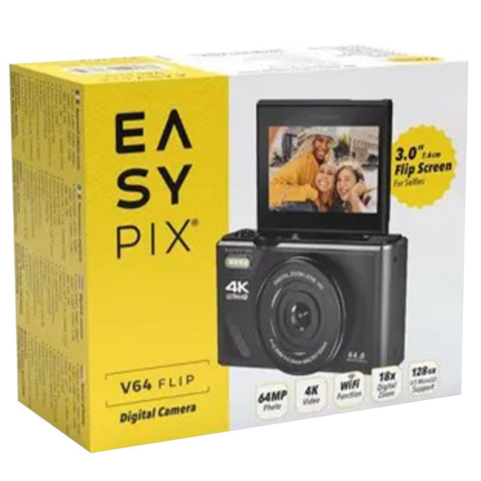 EasyPix V64 Flip 64MP Digital Camera - Black | 267-20203 from EasyPix - DID Electrical
