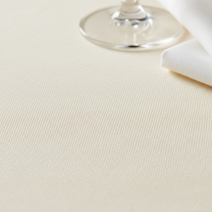 Light Ivory Economy Polyester Tablecloth Round Size: 120 in | Wedding | Event | Wholesale by CV Linens