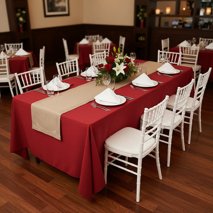 Economy Polyester Tablecloth 90"x132" Oblong Rectangular - Red.