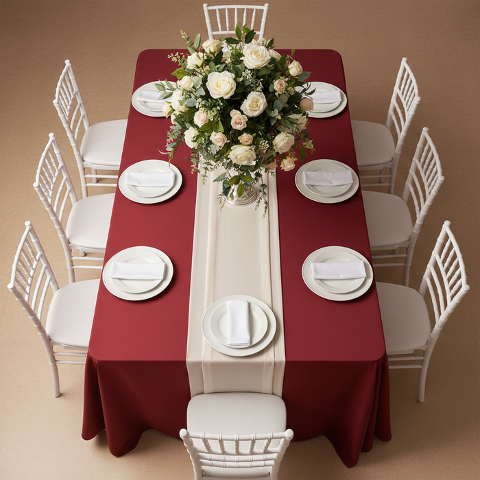 Economy Polyester Tablecloth 90"x132" Oblong Rectangular - Red.