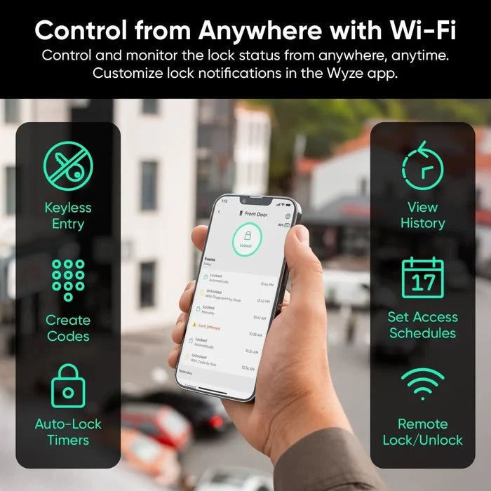 The Entry Point Security Kit Plus includes a smart fingerprint door lock, a motion sensor, a smart lock bolt.