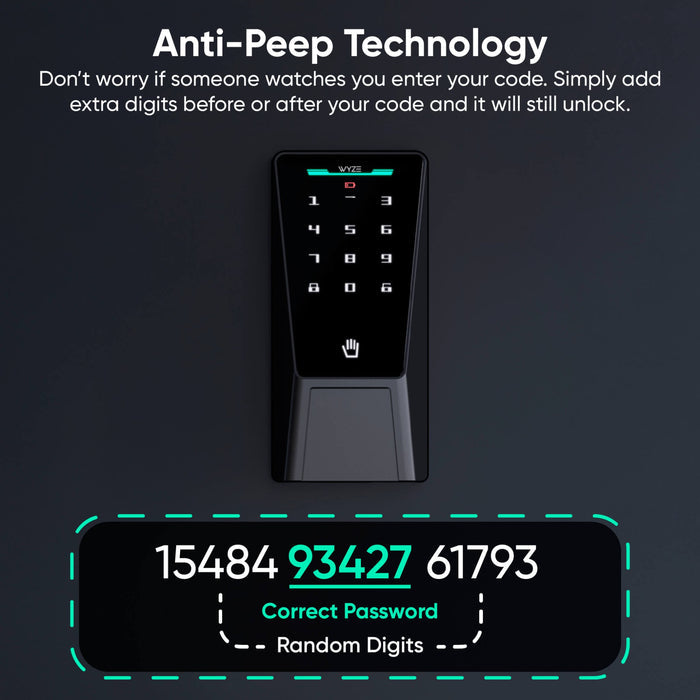 a lock with a keypad and a message that says "Don't worry if someone watches you enter your code.