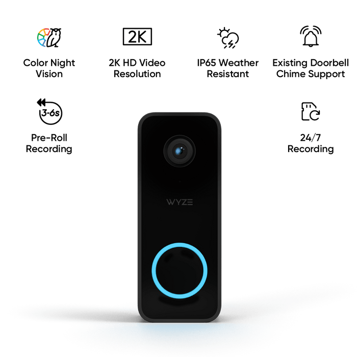 The Essential Security Bundle from Wyze Labs, Inc. includes a 2K HD camera, a smart lock, and a motion sensor.