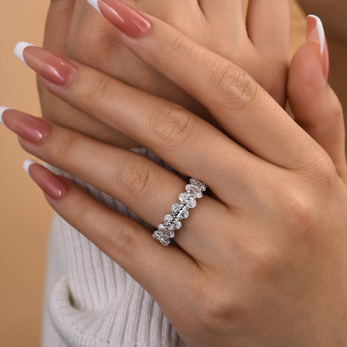 Eternity Oval Cut Simulated Diamonds Wedding Band
