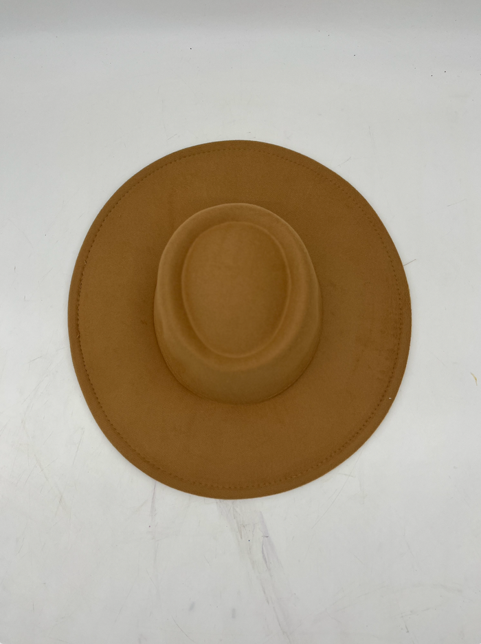 Tan Concave Top Felt Hat / Small-Medium