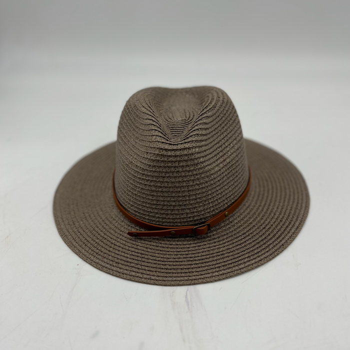 Brown Straw w/ Faux Leather Strap / Small-Medium