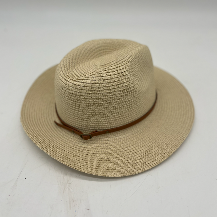 Beige Straw w/ Faux Leather Strap / Small-Medium