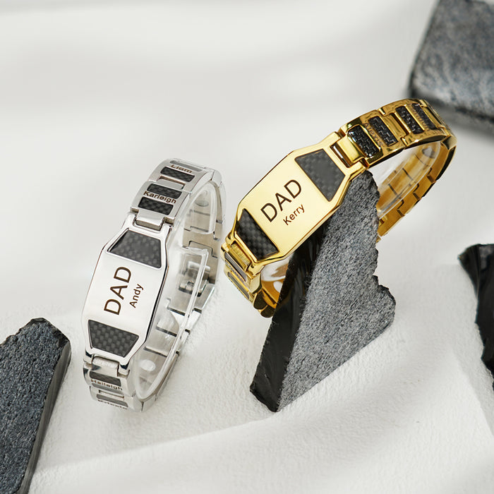 Father's Day Gift Personalized Men Magnetic Therapy Bracelet with Effective 4 Elements Stones