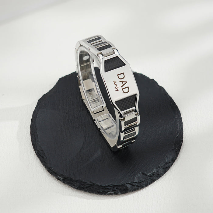 Father's Day Gift Personalized Men Magnetic Therapy Bracelet with Effective 4 Elements Stones
