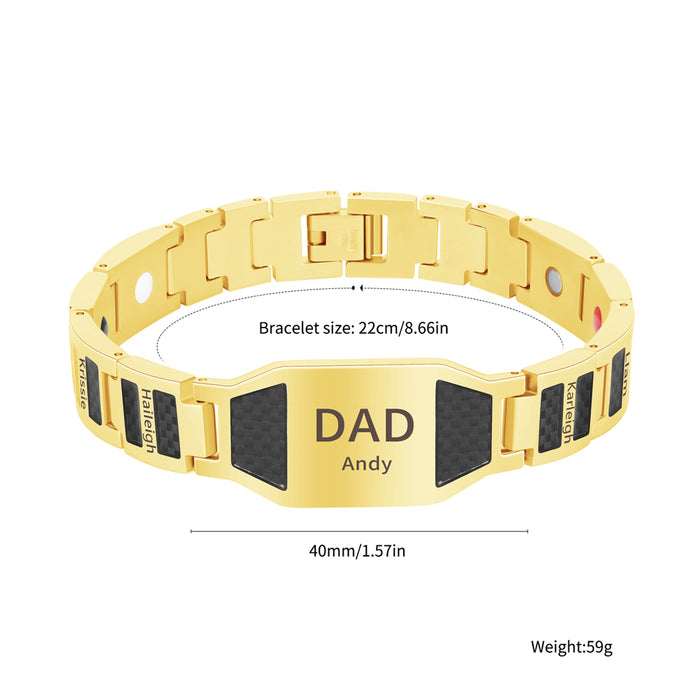 Father's Day Gift Personalized Men Magnetic Therapy Bracelet with Effective 4 Elements Stones