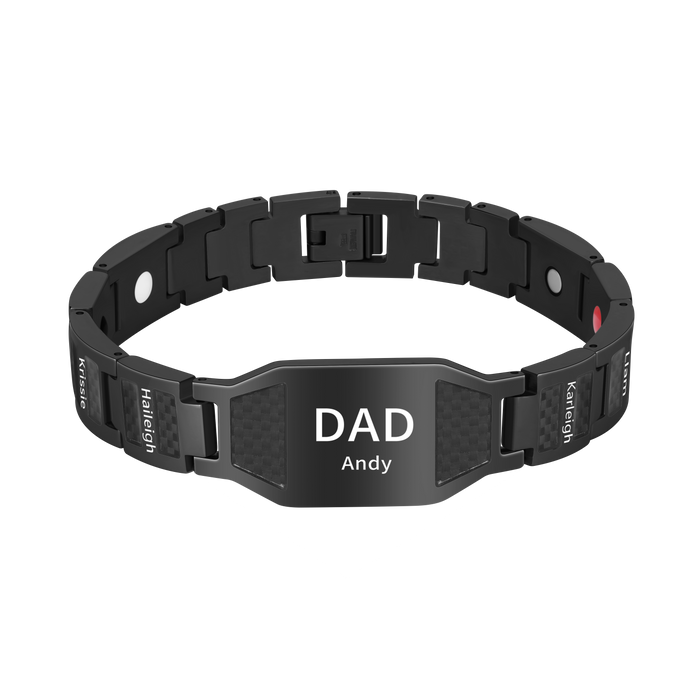 Father's Day Gift Personalized Men Magnetic Therapy Bracelet with Effective 4 Elements Stones