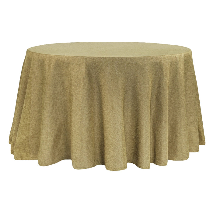 Faux Burlap Tablecloth 120" Round - Natural Tan - CV Linens