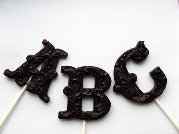 Filigree Letter Lollipops 3-piece set by I Want Candy!