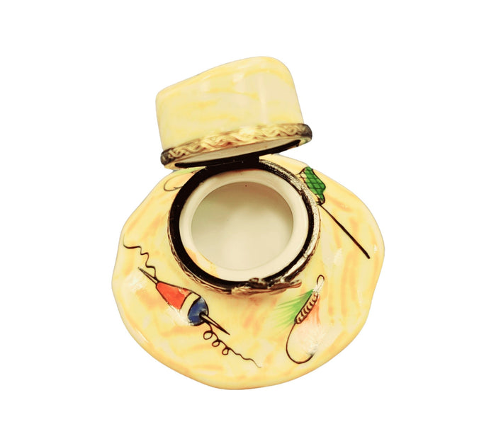 Fishing Enthusiast porcelain box from Limoges, alternate view