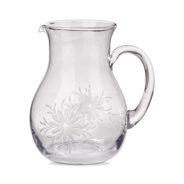 Fleur Etched Glass Pitcher - Clear