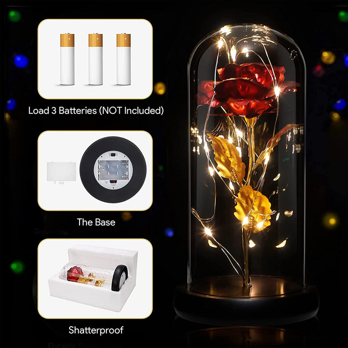 Flower Rose LED light with Glass Dome